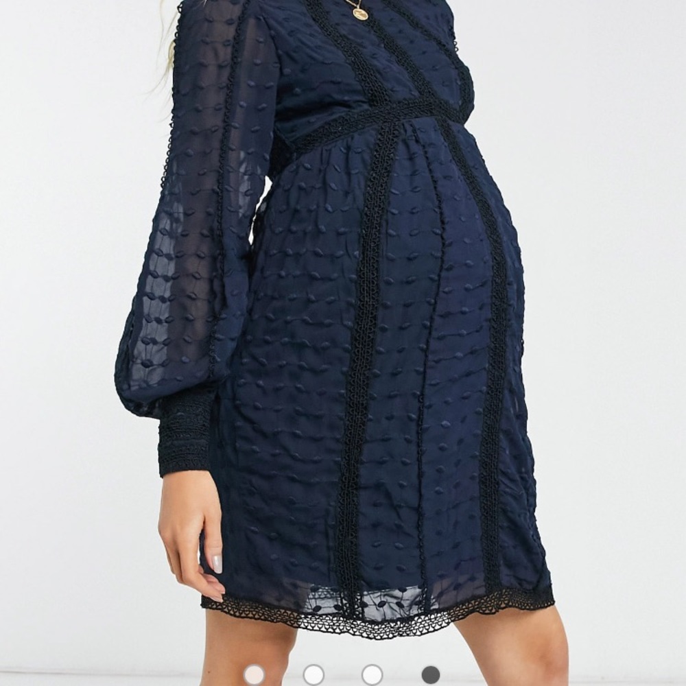 ASOS DESIGN Maternity Lace Victorianna dress in navy